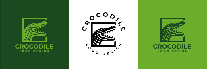 Crocodile Logo Vector, Crocodile head logo, Alligator logo Illustration Alligator head logo vector design for strong business identity