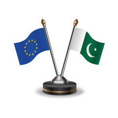 European Union and Pakistan table flags relation with background transparent