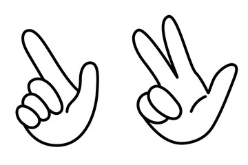 ジャンケンの無敵の手2パターンの白黒イラスト