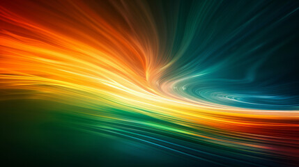 Obraz premium Long exposure trails, Zoom burst, background gradient, orange, green and white background created with Generative AI technology