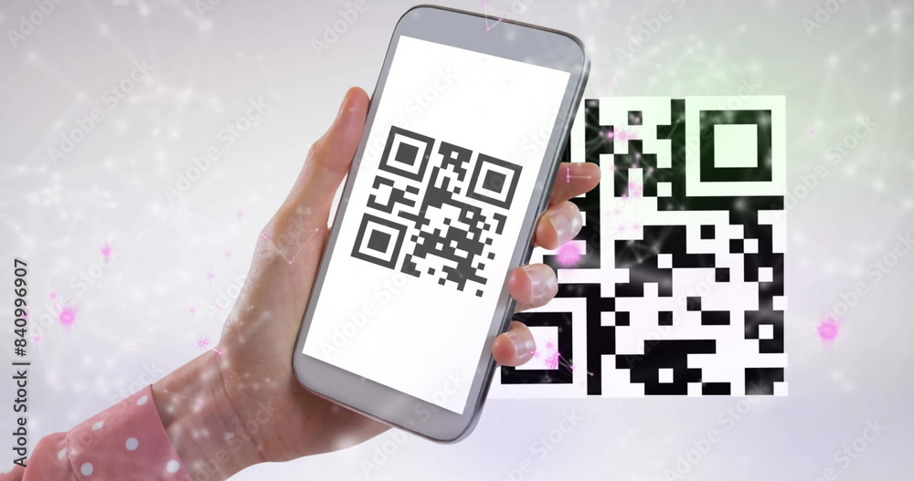 Poster image of qr code and qr code scanning on smartphone
