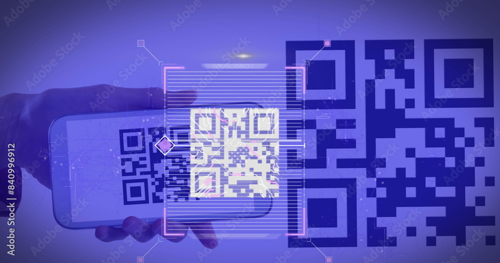Poster image of qr code and qr code scanning on smartphone