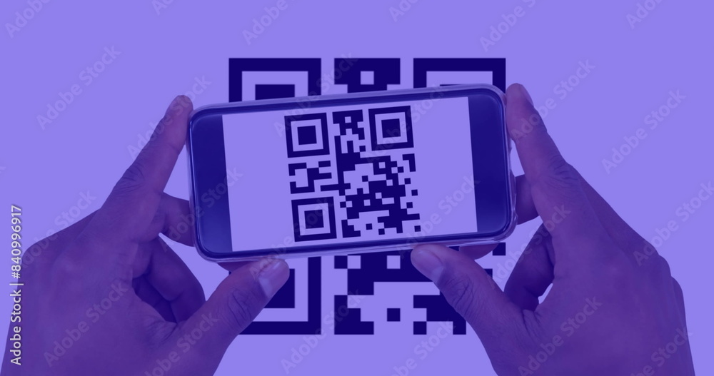 Poster image of qr code and qr code scanning on smartphone