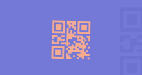 Image of qr code over purple background