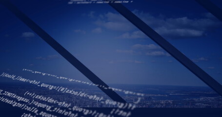 Image of data processing over cityscape