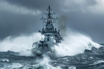 Obraz premium warship on the sea