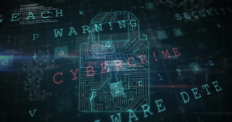 Image of multiple floating folders and online security padlock