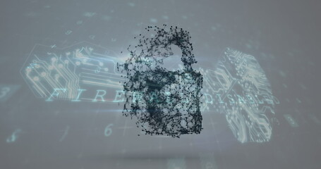 Image of changing numbers and letters over online security padlock