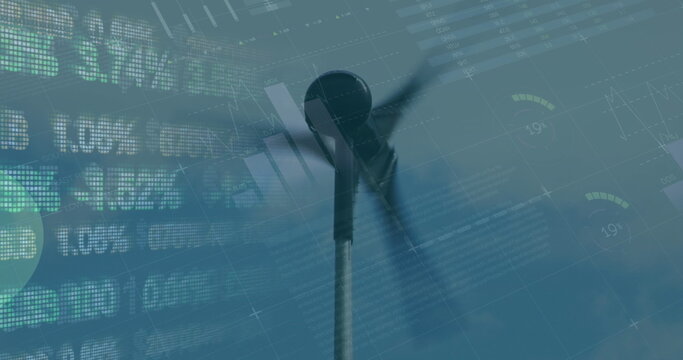 Image of data processing over wind turbine