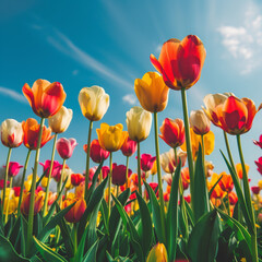 Obraz premium red and yellow tulips