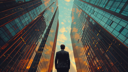 Fototapeta premium Photo of a powerful and cinematic scene capturing the essence of business and ambition created with Generative AI technology
