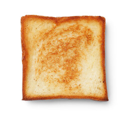 One piece of fresh toast bread isolated on white, top view