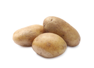 Tasty young boiled potatoes isolated on white