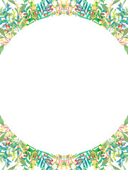 カラフルな手描きの植物の装飾、縦型テンプレート