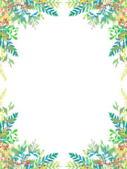 Fototapeta premium カラフルな手描きの植物の装飾、縦型テンプレート