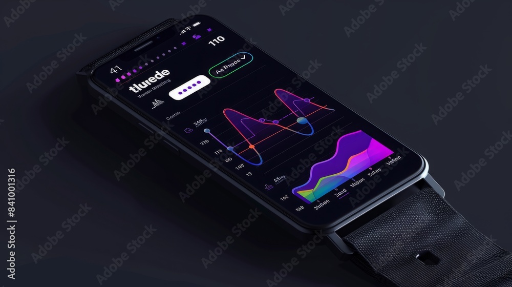 Poster a smartphone screen showcasing a health app interface featuring a colorful line graph with multiple 