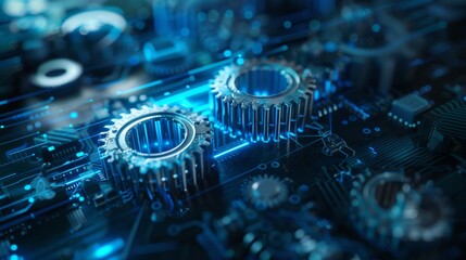 High-Tech Gears on a Circuit Board, Generative AI