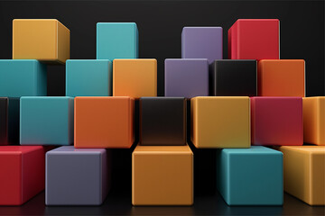 Obraz premium Abstract geometric blocks on black background