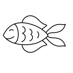 Fish Outline Doodle Icon