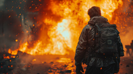 Fototapeta premium The backdrop of missile attacks created with Generative AI technology