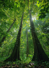 uma floresta de arvores frondosas created with Generative AI technology