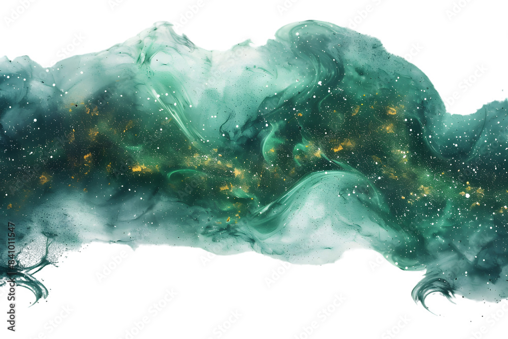 Wall mural A green galaxy effect isolated on white background - Wall murals