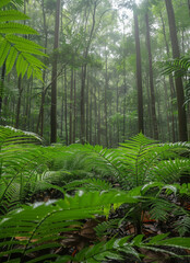 uma floresta de arvores frondosas created with Generative AI technology