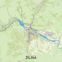 Žilina, Slovakia map poster art