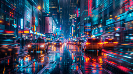 Fototapeta premium An abstract illustration of nightlife in a large metropolitan city.