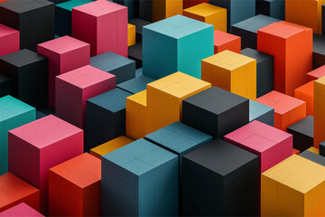 Fototapeta premium Abstract geometric blocks on black background