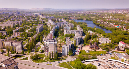 View of Stary Oskol with the Alexander Nevsky Cathedral at sunny day, Russia