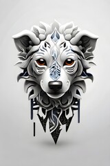 Naklejka premium 귀여운 강아지심볼 진지한 멍멍이 symbol 강아지로보트 robot AI 삽화 도안 일러스트 캐릭터 petdog cyber 멍멍이로고 사이보그 blue white touch 깔끔한 하얀배경 logo 느낌 warrior 러블리 개