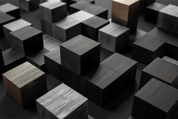 Fototapeta premium Abstract geometric blocks on black background