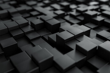 Abstract geometric blocks on black background