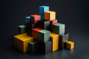 Obraz premium Abstract geometric blocks on black background