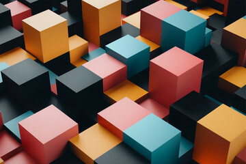 Obraz premium Abstract geometric blocks on black background