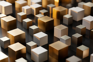 Abstract geometric blocks on black background