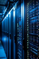 Fototapeta premium Step into the realm of quantum servers: the backbone of cloud computing. In server rooms, ERD diagrams ensure seamless operations. 🌐🔌🔬