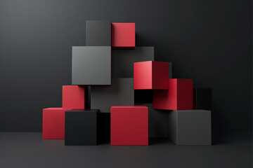 Obraz premium Abstract geometric blocks on black background