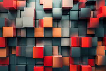 Abstract geometric blocks on black background