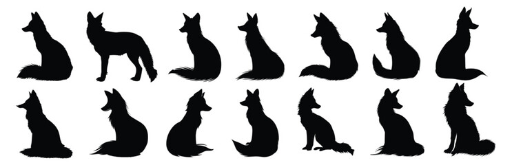 Fox silhouette set vector design big pack of illustration and icon