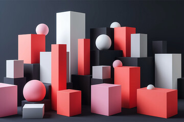 Obraz premium Abstract geometric blocks on black background