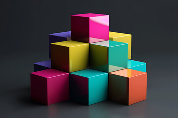 Obraz premium Abstract geometric blocks on black background