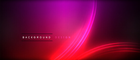 Neon glowing circle rays, light round lines in the dark, planet style neon wave lines. Energetic electric concept design for wallpaper, banner, background