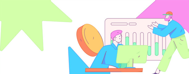 Marketing planning business characters flat vector concept operation hand drawn illustration
