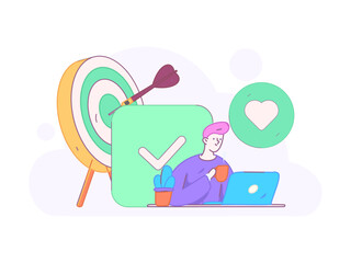 Marketing planning business characters flat vector concept operation hand drawn illustration
