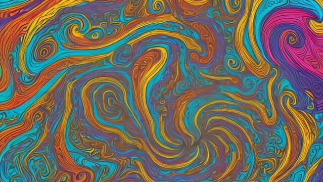 Groovy hippie swirl twirl pattern trendy retro psychedelic style, motion