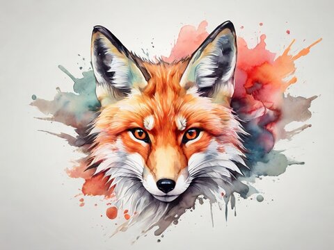colorful fox face logo facing forward with monochrome background
