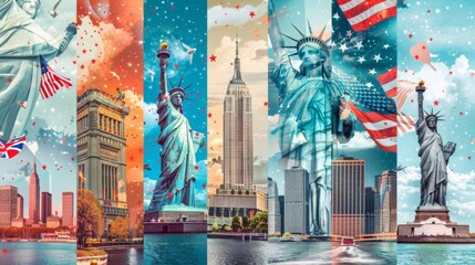 Fototapeta premium A collage of iconic American landmarks