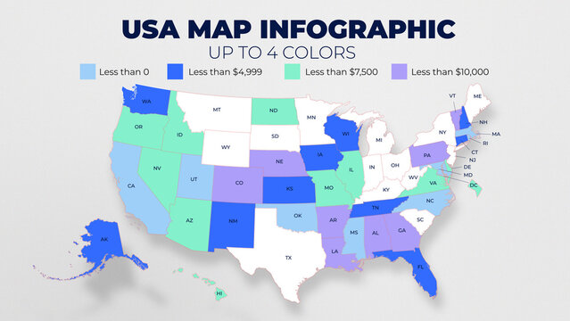 Four Color USA Map Infographic
